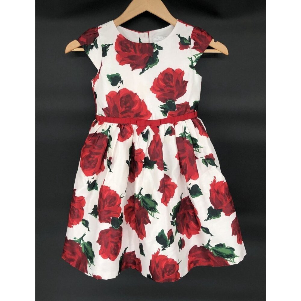 Dressed Up by Gymboree Red Rose Dress Girls 6 Button Detail Dance Church Easter